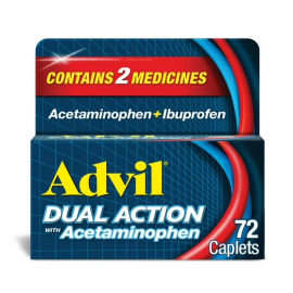 Advil Analgésicos de Doble Acción en Tabletas Recubiertas, 125 mg de Ibuprofeno y 250 mg de Acetaminofén, 72 Unidades