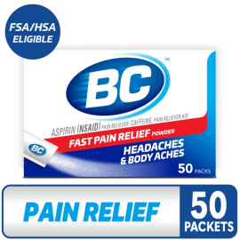 BC Powder Analgésico en Polvo de Acción Rápida, 845 mg de Aspirina y 65 mg de Cafeína, 50 Sobres