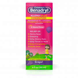 Benadryl Difenhidramina para niños, con sabor a uvas.