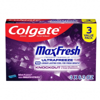 Pasta Dental Blanqueadora con Flúor y Tiras Refrescantes de Menta - Paquete de 3 Tubos (6.3 oz c/u)