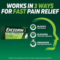 Excedrin Extra Strength Alivio del Dolor Extra Fuerte, 250 mg de Acetaminofén, 250 mg de Aspirina y 65 mg de Cafeína, 100 Capletas