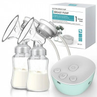 Extractor de leche eléctrico doble, extractor de leche doble portátil, gran potencia de succión para una extracción de leche y un masaje del pecho sin dolor, 3 modos, 9 niveles