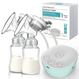 Extractor de leche eléctrico doble, extractor de leche doble portátil, gran potencia de succión para una extracción de leche y un masaje del pecho sin dolor, 3 modos, 9 niveles