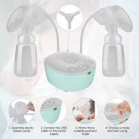 Extractor de leche eléctrico doble, extractor de leche doble portátil, gran potencia de succión para una extracción de leche y un masaje del pecho sin dolor, 3 modos, 9 niveles