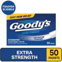 Goody's Powder Analgésico en Polvo de Acción Rápida, 520 mg de Acetaminofén, 260 mg de Aspirina y 32.5 mg de Cafeína, 50 Sobres