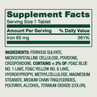 Hierro 65 mg, 200 Tabletas