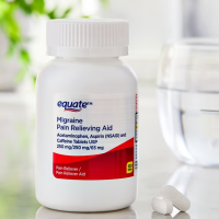 Equate Alivio para la Migraña, 250 mg de Acetaminofén, 250 mg de Aspirina y 65 mg de Cafeína, 100 Tabletas