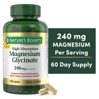 Magnesio Glicinato de Alta Absorción 240 mg para Músculos, Huesos, Corazón y Sistema Nervioso - 120 Cápsulas