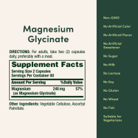 Magnesio Glicinato de Alta Absorción 240 mg para Músculos, Huesos, Corazón y Sistema Nervioso - 120 Cápsulas