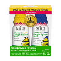 Jarabe Infantil para la Tos y Flemas Día y Noche con Miel e Hiedra Inglesa - 2 Frascos de 4 fl oz (118 ml)