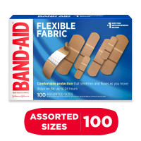 Vendas Adhesivas (curitas) Band-Aid Brand Flexible Fabric Adhesive Bandages, Assorted, 100 Unidades