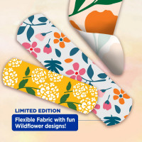 Vendas Adhesivas (curitas) Band-Aid Brand Flexible Fabric Bandages, Wildflower, Assorted, 30 Unidades