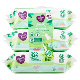 Toallitas Húmedas (3 Paquetes de 100 toallitas) Parent's Choice Cucumber Scent Baby Wipes
