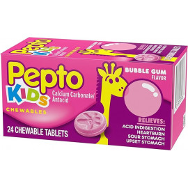 Pepto Kids - Tabletas masticables con sabor a chicle