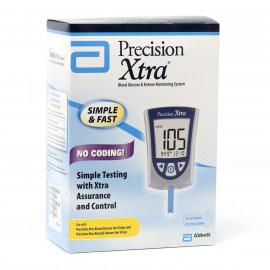 Medidor de glucosa y cetonas en sangre. PRECISION XTRA BLOOD GLUCOSE & KETONE MONITORING SYSTEM